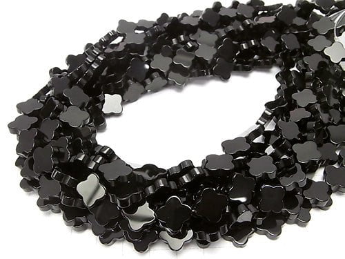 Onyx Flower motif 12 x 12 x 3 mm half or 1 strand beads (aprx.15 inch / 36 cm)