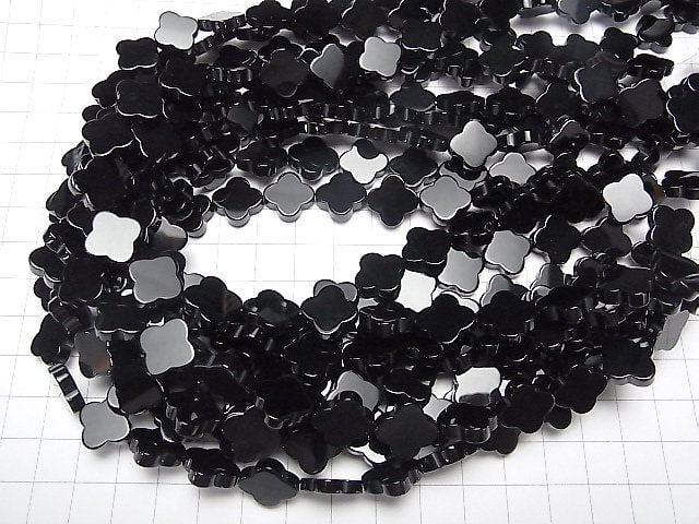 [Video] Onyx Flower Motif 14x14mm half or 1strand beads (aprx.15inch/36cm)