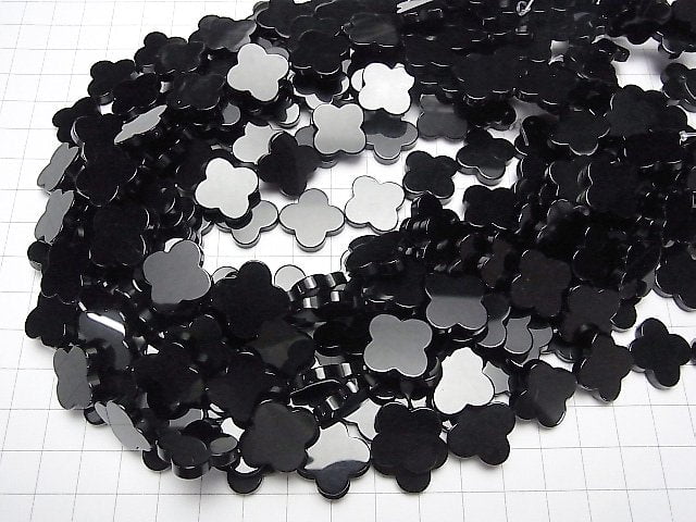 [Video] Onyx Flower Motif 18x18mm 1/4 or 1strand beads (aprx.15inch/36cm)