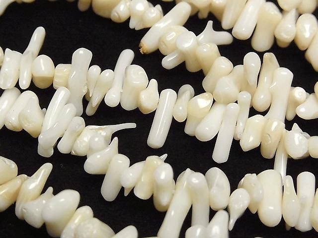 [Video] White Coral Chips (Small Nugget) 1-strand beads (approx. 15 inches/36 cm)