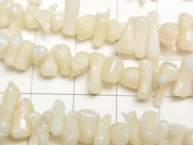 [Video] White Coral Chips (Small Nugget) 1-strand beads (approx. 15 inches/36 cm)