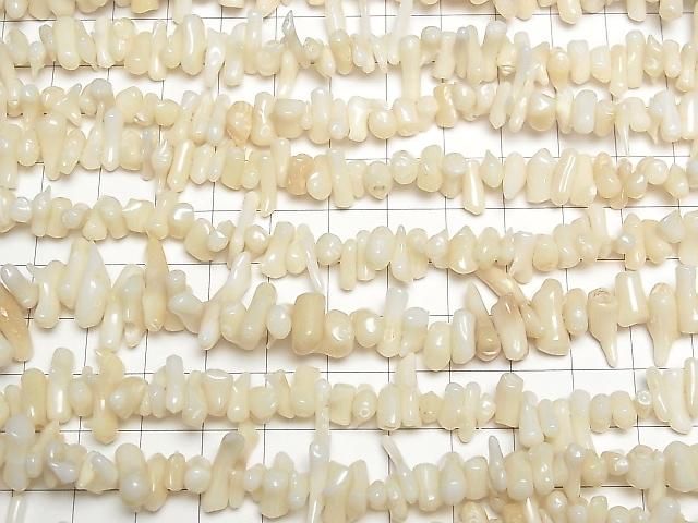 [Video] White Coral Chips (Small Nugget) 1-strand beads (approx. 15 inches/36 cm)