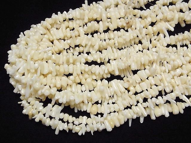 [Video] White Coral Chips (Small Nugget) 1-strand beads (approx. 15 inches/36 cm)