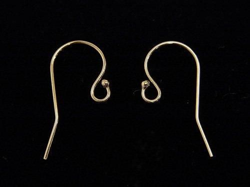 14KGF Earwire with Round Beads 20x11mm 1pair