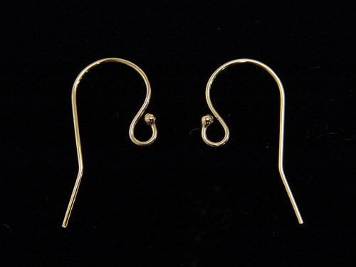 14KGF Earwire with Round Beads 20x11mm 1pair