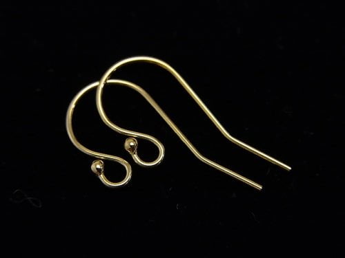 14KGF Earwire with Round Beads 20x11mm 1pair