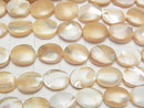[Video]Mother of Pearl MOP Beige Oval 10x8mm 1strand beads (aprx.15inch/37cm)