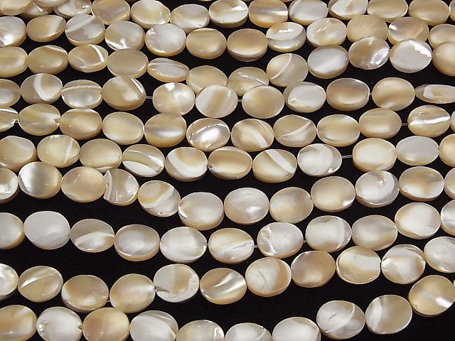 [Video]Mother of Pearl MOP Beige Oval 10x8mm 1strand beads (aprx.15inch/37cm)