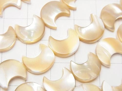 Nacre MOP Beige Forme Croissant 12x10x3mm 1fil de perles (env. 37cm)