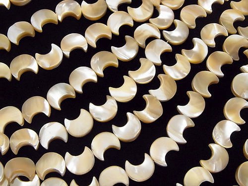 Mother of Pearl MOP Beige Crescent Shape 12x10x3mm 1strand beads (aprx.15inch/37cm)