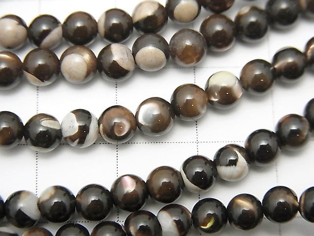 1strand $2.79! Mother of Pearl MOP Brown Round 4mm 1strand beads (aprx.15inch / 38cm)