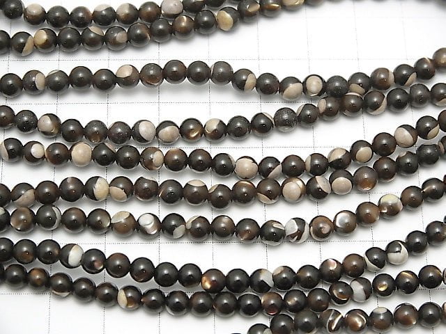 1strand $2.79! Mother of Pearl MOP Brown Round 4mm 1strand beads (aprx.15inch / 38cm)