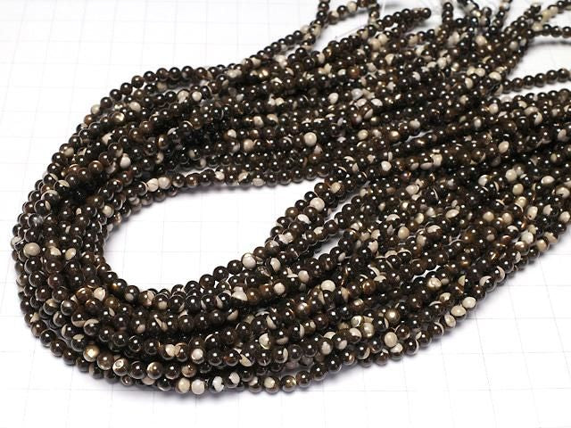 Mother of Pearl (MOP) Brown Round 4mm 1-strand beads (approx. 15 inches/37 cm)