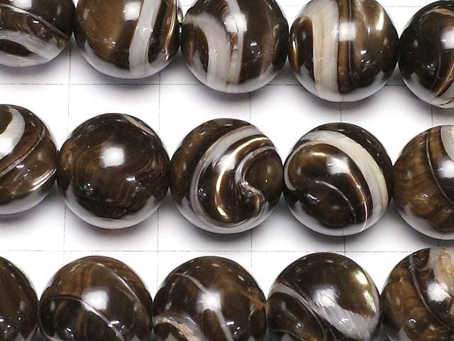 Nacre MOP Marron Ronde Perles 12 mm demi-fil ou 1 fil (env. 38 cm)