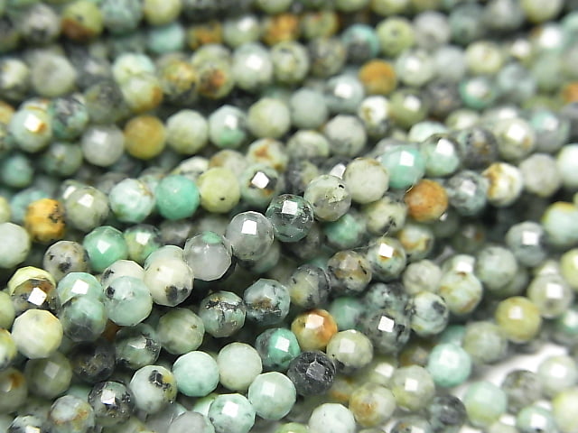 High Quality!  1strand $5.79! African Turquoise  Faceted Round 3mm  1strand beads (aprx.15inch/38cm)