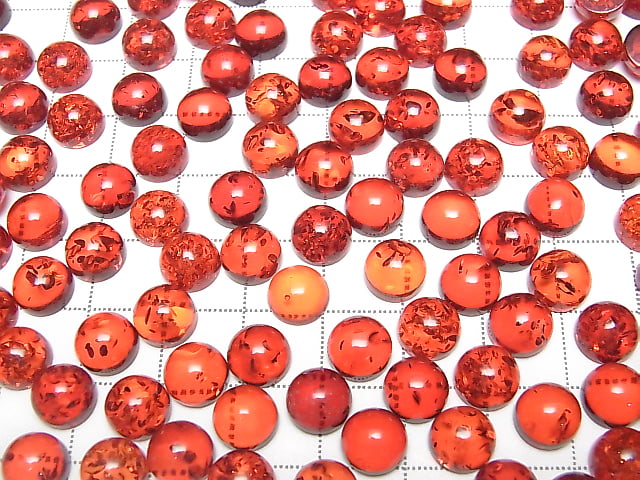 [Video] Cracked red color Amber Round Cabochon 8x8mm 3pcs