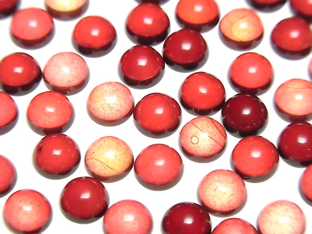 [Video] Red Color Amber Round Cabochon 6x6mm 10pcs