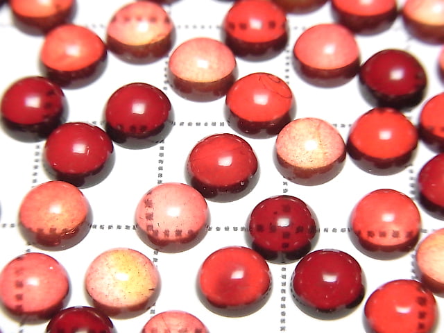 [Video] Red Color Amber Round Cabochon 6x6mm 10pcs