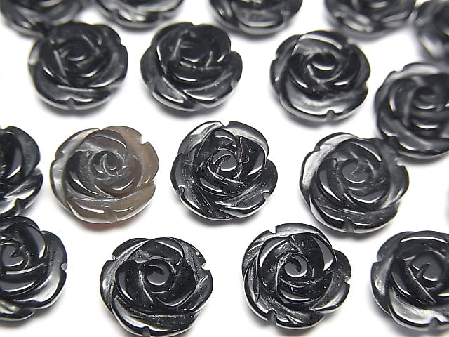 [Video] Onyx Rose 10mm [Half Drilled Hole] 4pcs