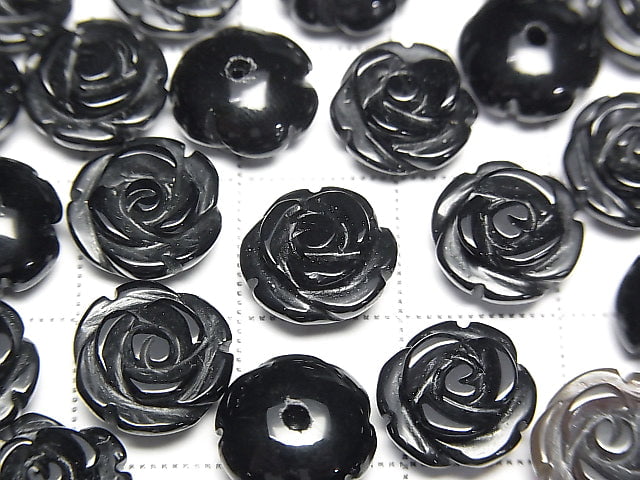[Video] Onyx Rose 10mm [Half Drilled Hole] 4pcs