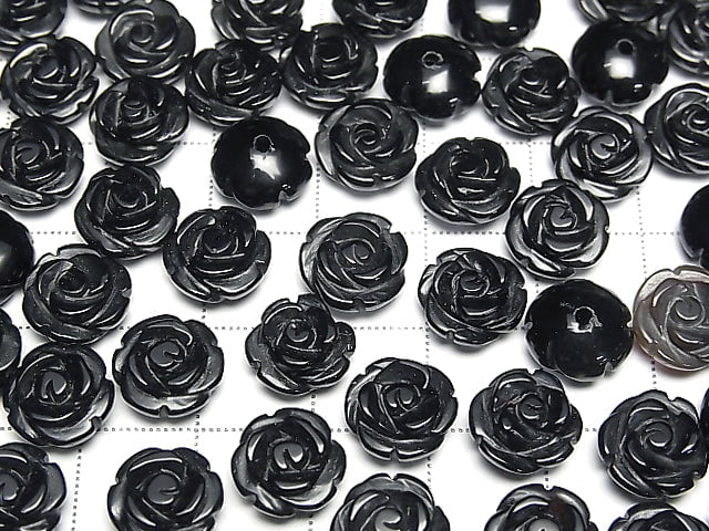 [Video] Onyx Rose 10mm [Half Drilled Hole] 4pcs