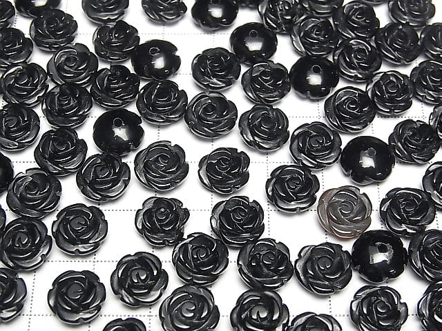 [Video] Onyx Rose 10mm [Half Drilled Hole] 4pcs