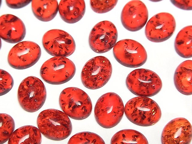 Rissiger roter Bernstein ovaler Cabochon 10x8mm 3 Stück
