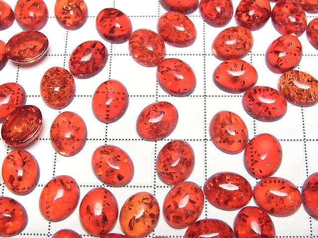 Rissiger roter Bernstein ovaler Cabochon 10x8mm 3 Stück