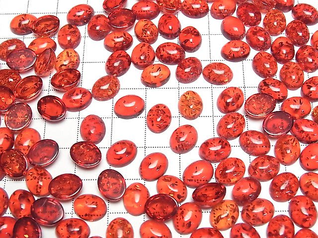 Rissiger roter Bernstein ovaler Cabochon 10x8mm 3 Stück