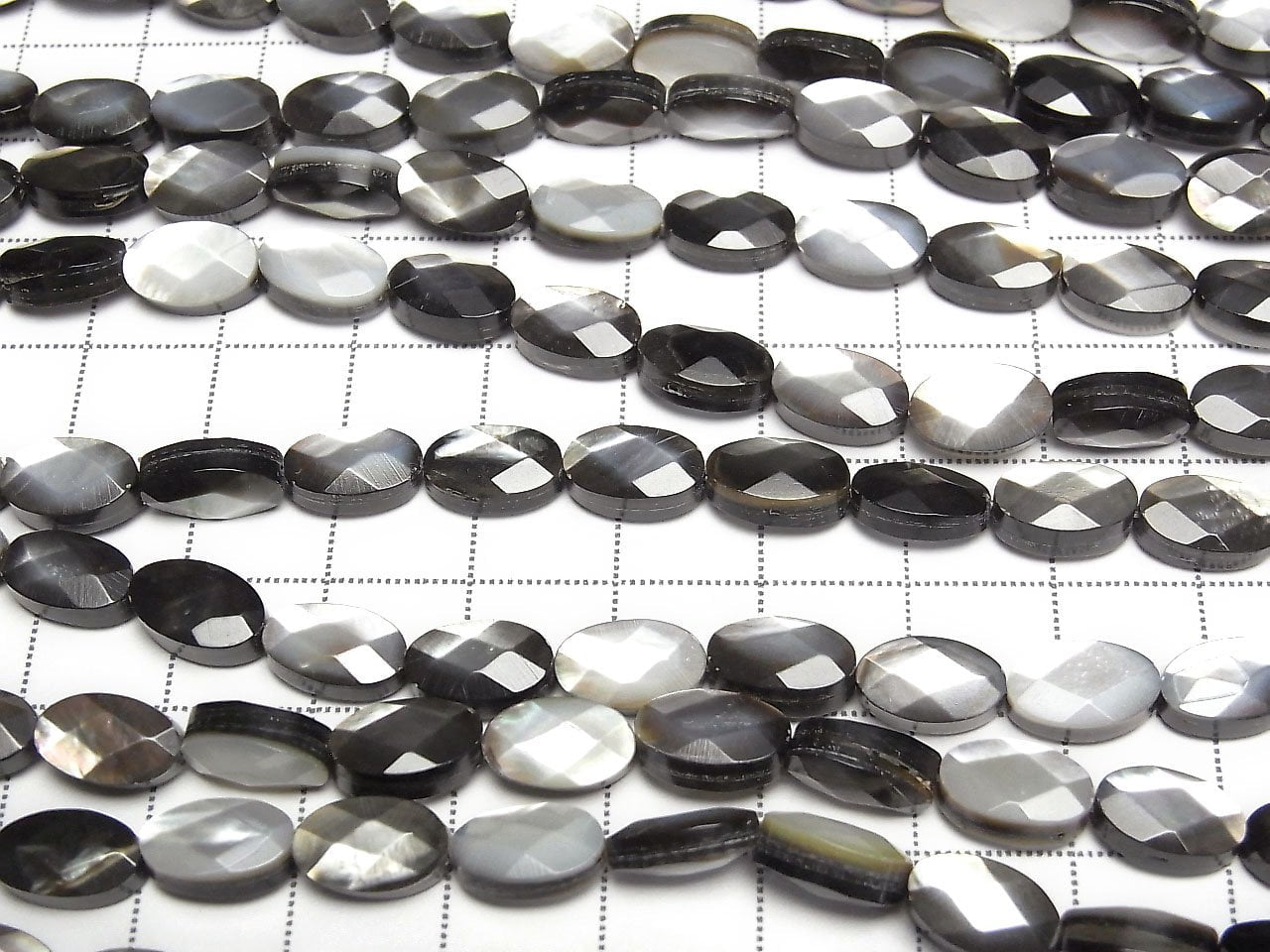 Black Shell (Black-lip Oyster) AAA Faceted Oval 10 x 6 x 4 mm half or 1strand beads (aprx.15 inch / 38 cm)