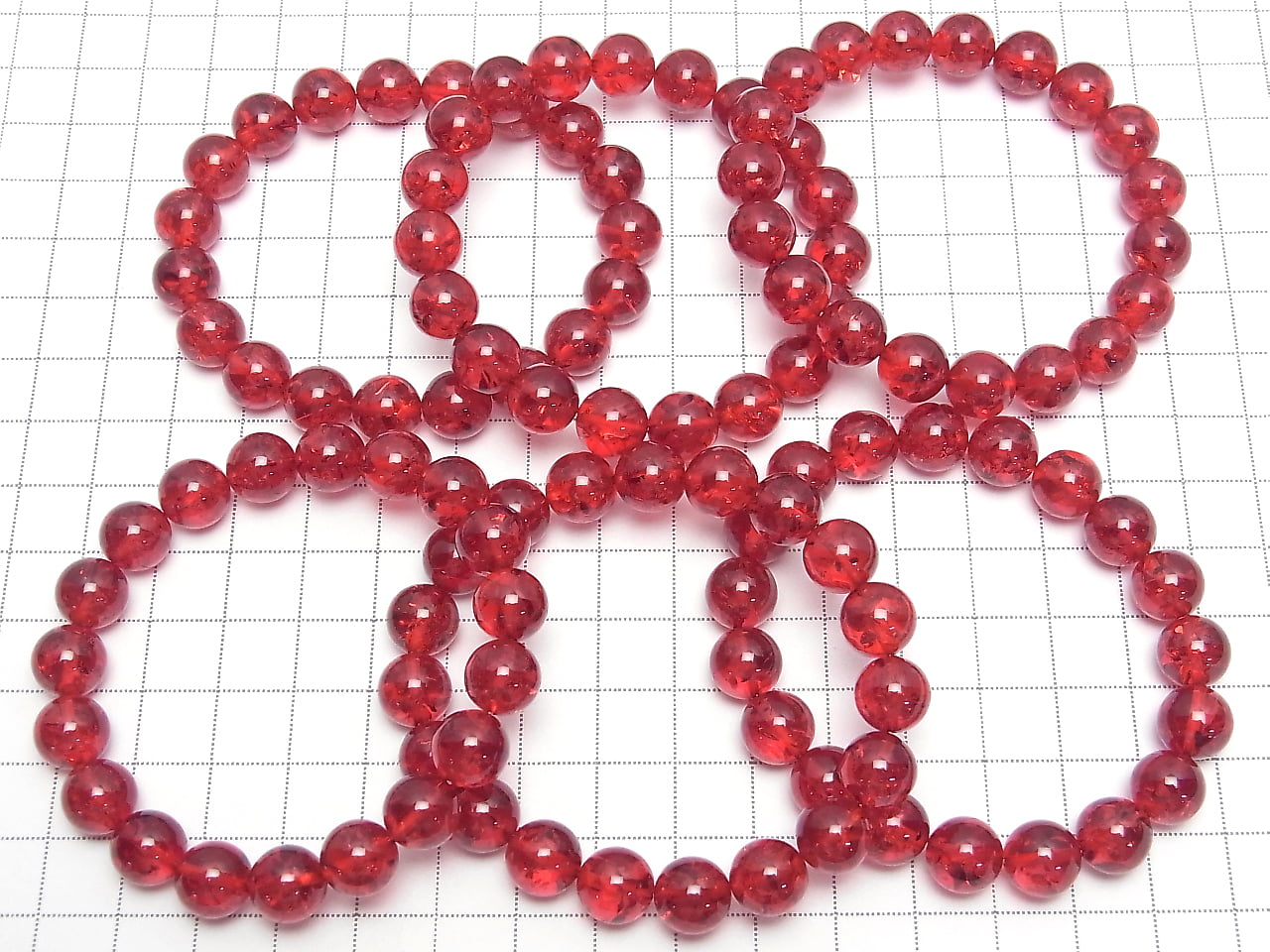 Cracked Red Amber Round 10mm Bracelet
