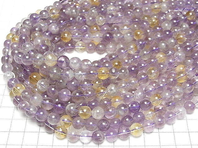 [Video] Pink Amethyst x Citrine AA++ Round 8mm half or 1strand beads (aprx.15inch / 37cm)