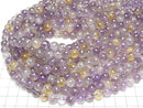 [Video] Pink Amethyst x Citrine AA++ Round 8mm half or 1strand beads (aprx.15inch / 37cm)