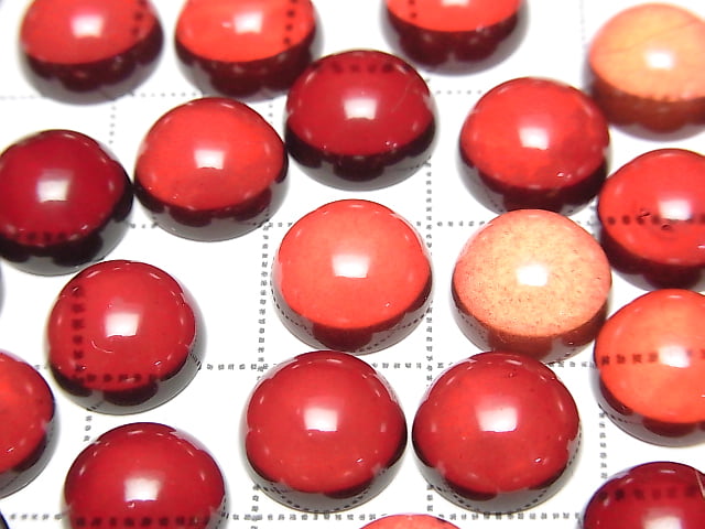 [Video] Red Color Amber Round Cabochon 10x10mm 2pcs