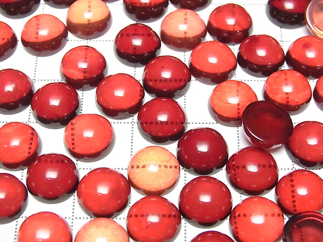 [Video] Red Color Amber Round Cabochon 10x10mm 2pcs