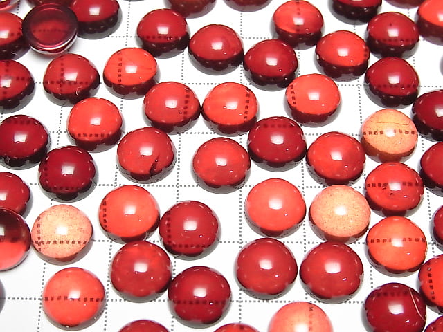 [Video] Red Color Amber Round Cabochon 10x10mm 2pcs