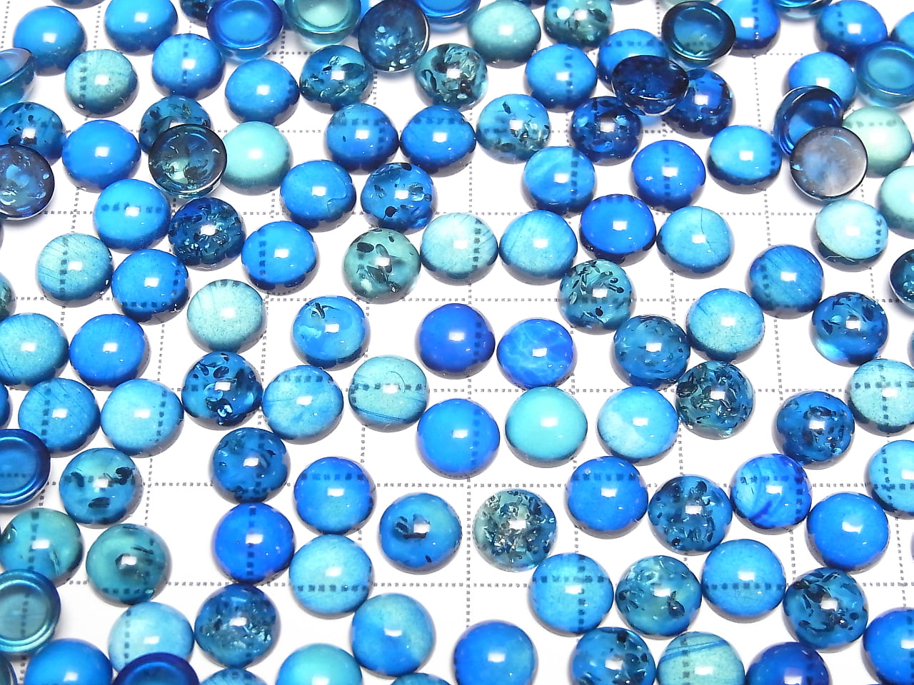 藍色琥珀圓形蛋面 8x8mm 3顆