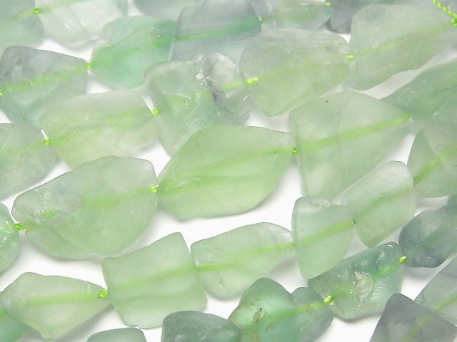 [Video] Green Fluorite Roughlock Nugget 1strand beads (aprx.15inch/36cm)