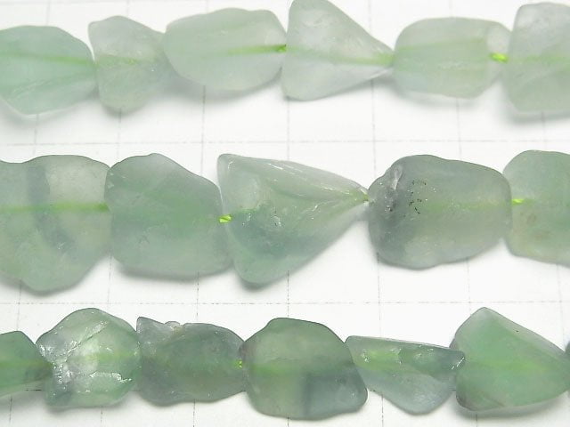 [Video] Green Fluorite Roughlock Nugget 1strand beads (aprx.15inch/36cm)