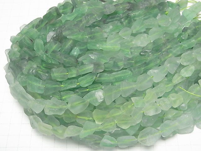 [Video] Green Fluorite Roughlock Nugget 1strand beads (aprx.15inch/36cm)