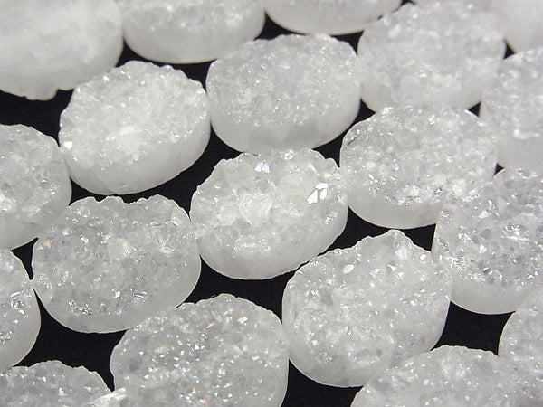 [Video] Druzy Quartz Oval 16x12x6mm AB Coating half or 1strand beads (aprx.6inch / 16cm)