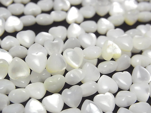 [Video] White Shell (Silver-lip Oyster) AAA Heart 6x6x3mm 1/4 or 1strand beads (aprx.15inch/38cm)