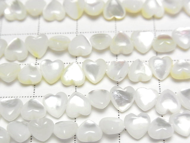 [Video] White Shell (Silver-lip Oyster) AAA Heart 6x6x3mm 1/4 or 1strand beads (aprx.15inch/38cm)