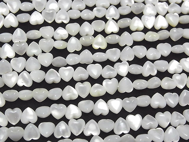 [Video] White Shell (Silver-lip Oyster) AAA Heart 6x6x3mm 1/4 or 1strand beads (aprx.15inch/38cm)