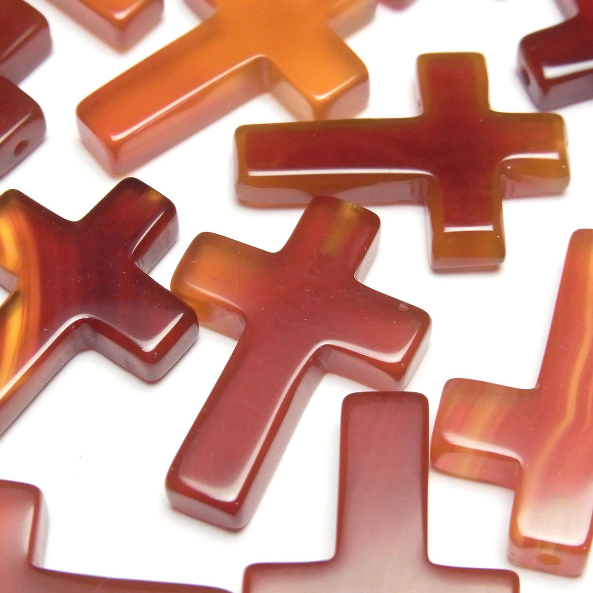 Carnelian AA++ Cross [20 x 15] [25 x 18] (Half Drilled Hole) 1 pc