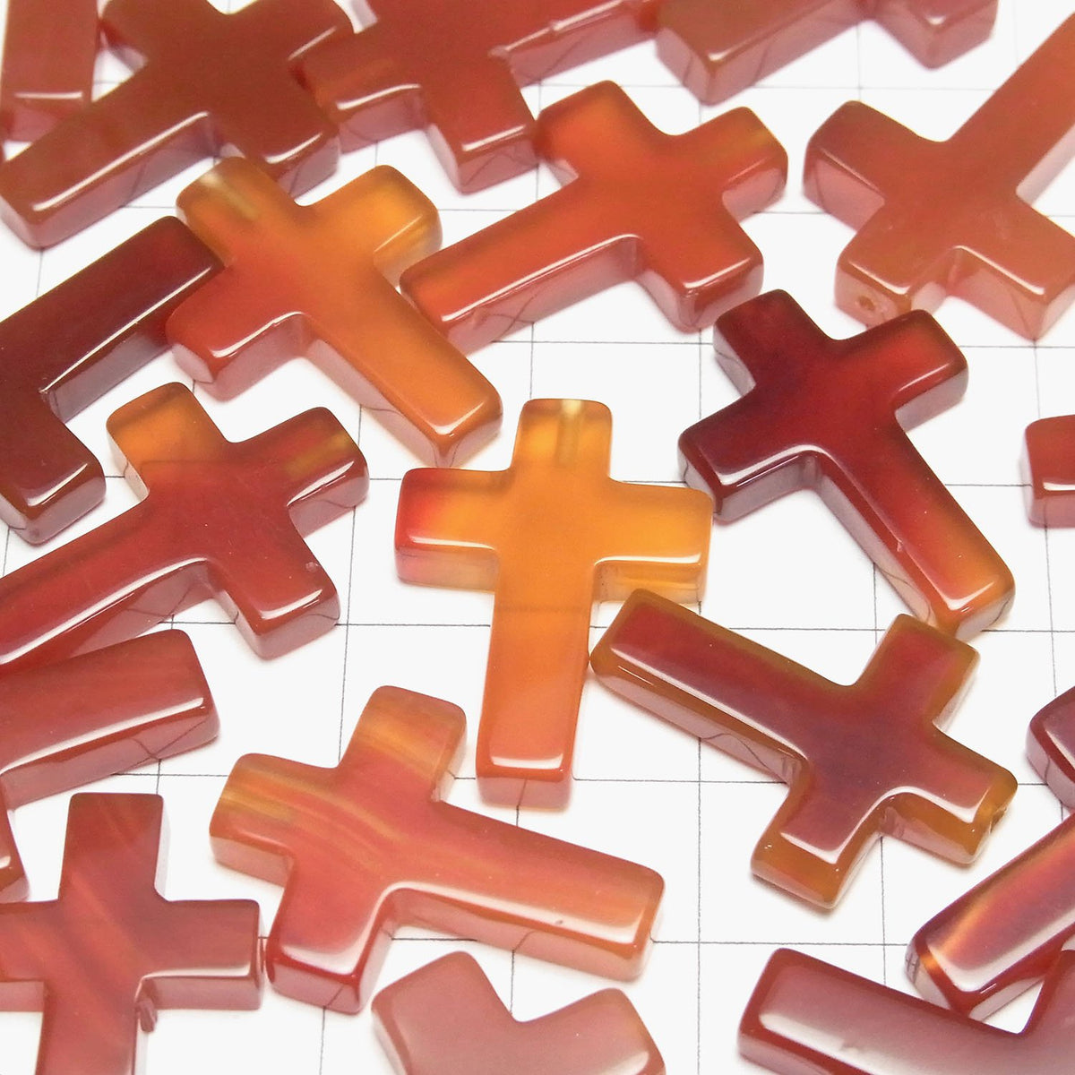 Carnelian AA++ Cross [20 x 15] [25 x 18] (Half Drilled Hole) 1 pc