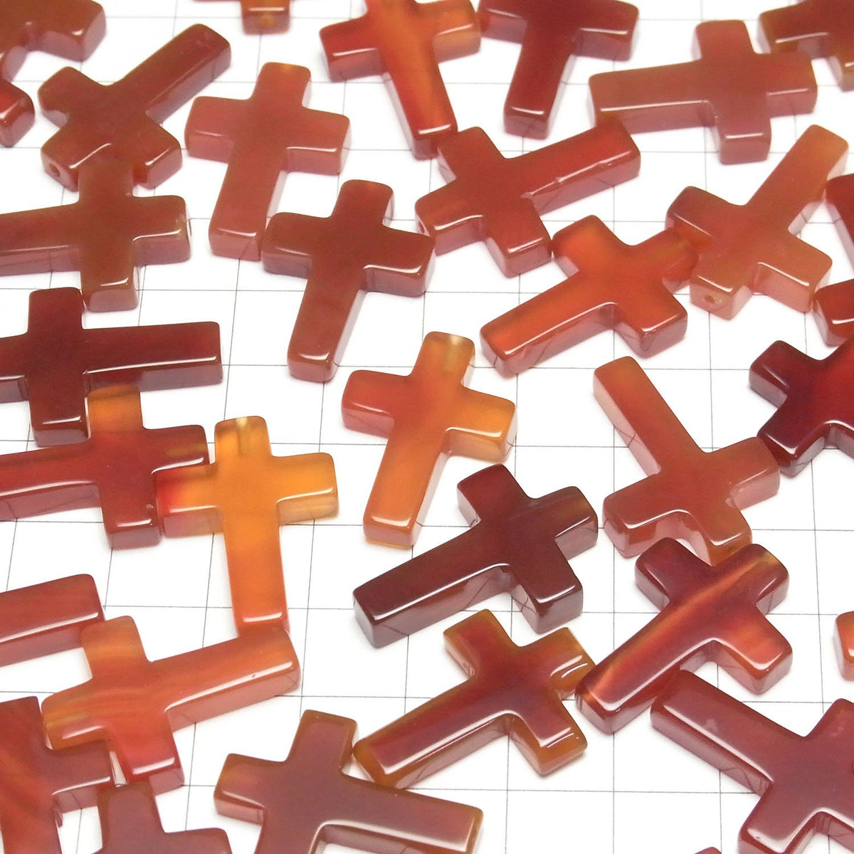 Carnelian AA++ Cross [20 x 15] [25 x 18] (Half Drilled Hole) 1 pc