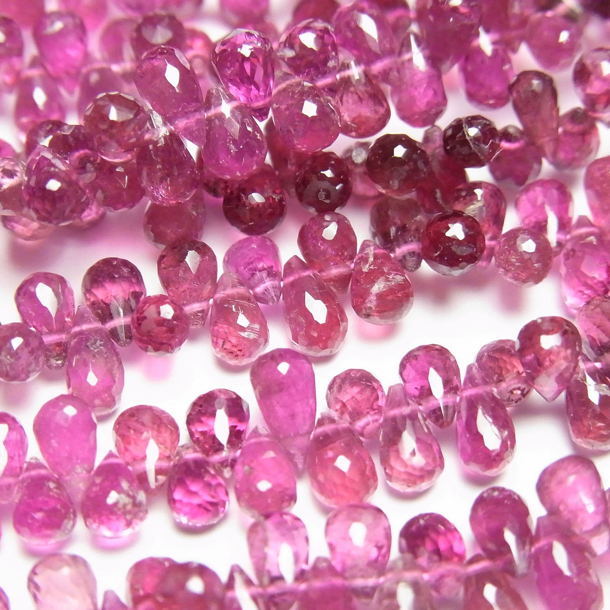 High Quality Pink Tourmaline AAA- Drop Faceted Briolette Color Gradation half or 1strand beads (aprx.7inch/18cm)