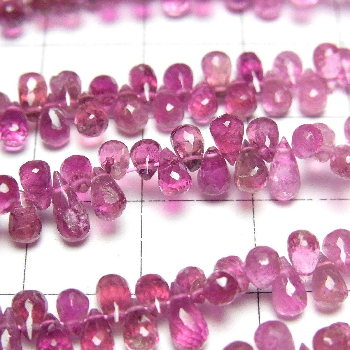 High Quality Pink Tourmaline AAA- Drop Faceted Briolette Color Gradation half or 1strand beads (aprx.7inch/18cm)