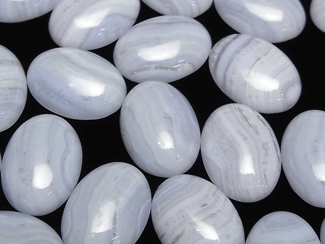 [Video] Blue Lace Agate AAA Oval Cabochon 25x18mm 1pc